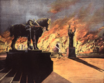 The beginning of the end: the Peristyle burns after the exposition closes.